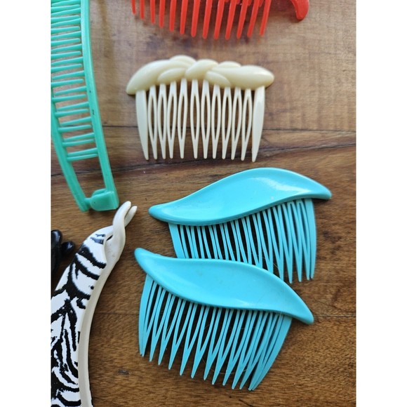 Vintage 1980s lot of 19 Hair Accessories Side Clips Banana Clips - Picture 2 of 7